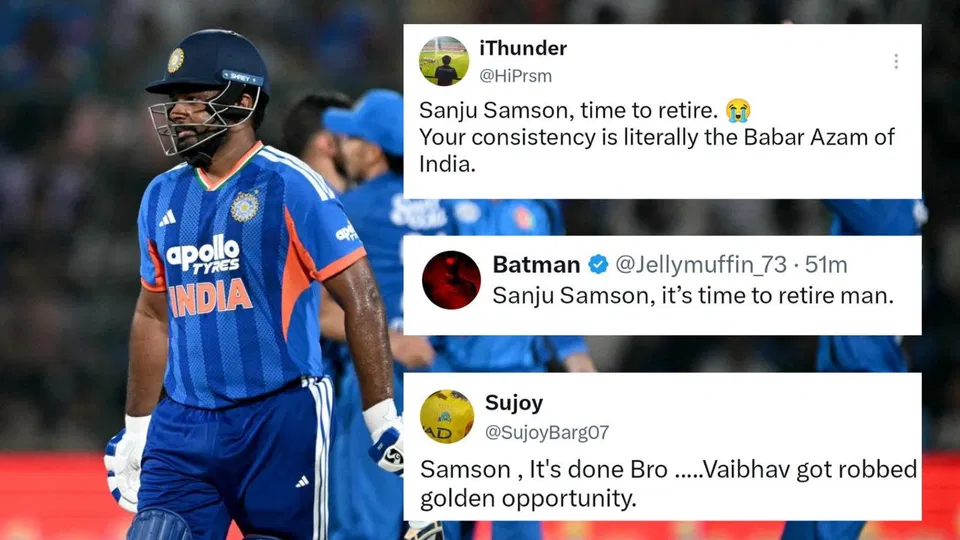 “Vaibhav Robbed”: Fans Left Furious As Sanju Samson Falls Cheaply In IND Vs AFG 1st T20I
